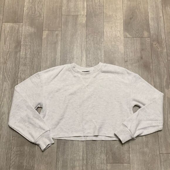 Womens Zara Crewneck Terry Longsleeve Crop‎ Sweatshirt Sweater - Picture 1 of 7